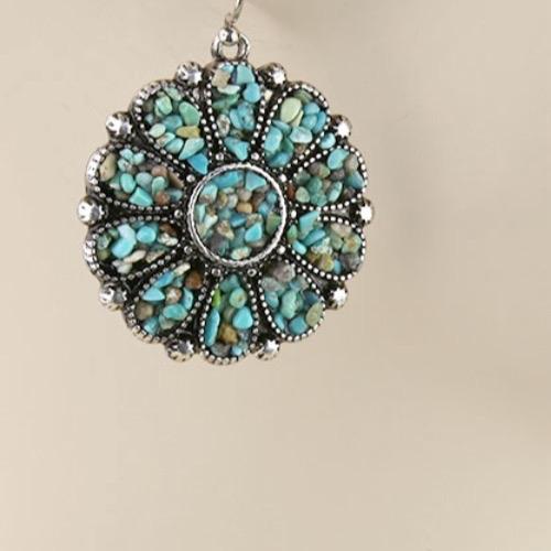 Western Concho Chip Stone Dangle Earrings