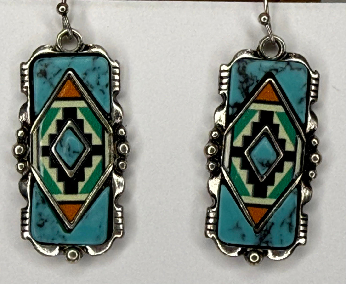 Western Aztec Print Bar Dangle Earrings