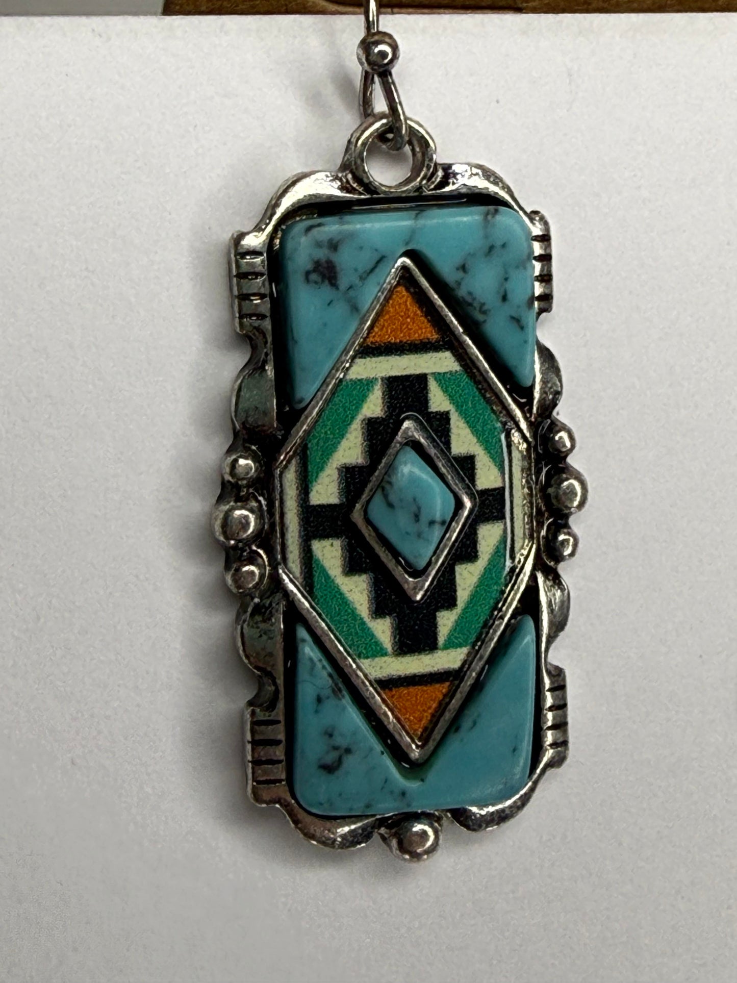 Western Aztec Print Bar Dangle Earrings