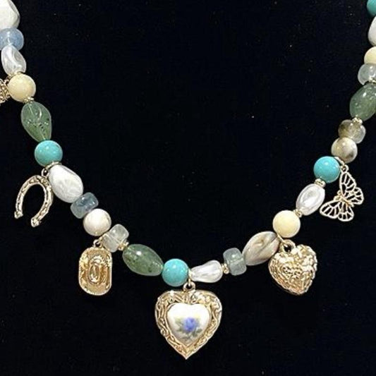 Western Charm Necklace with Heart Shaped Locket
