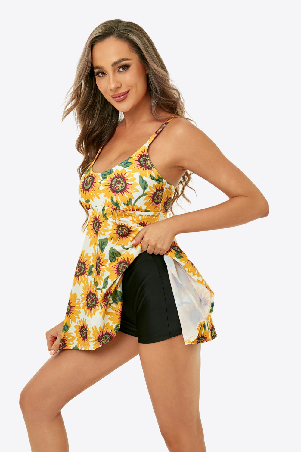 Full Size Floral Babydoll Tankini Set