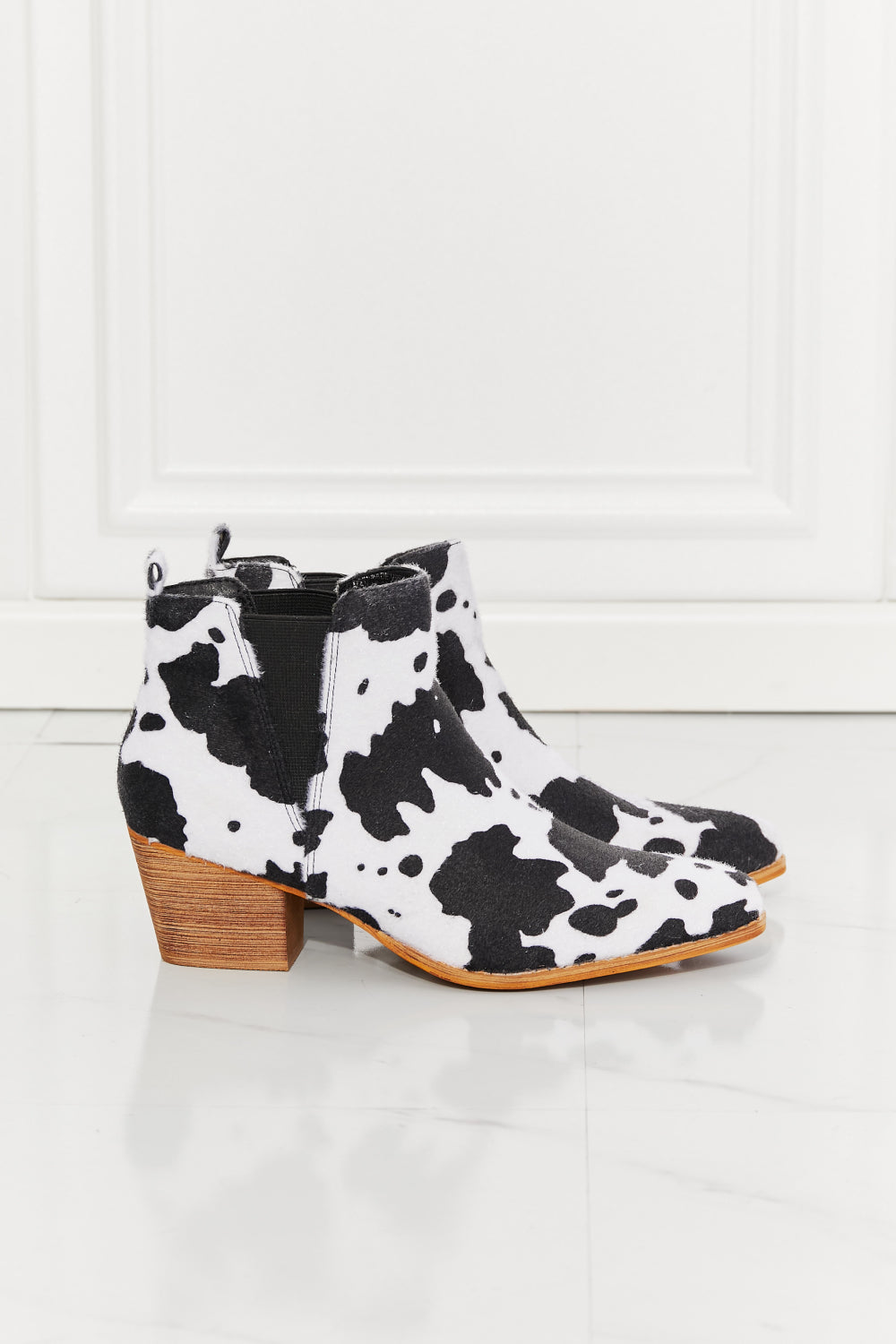 MMShoes Back At It Point Toe Bootie in Cow Print