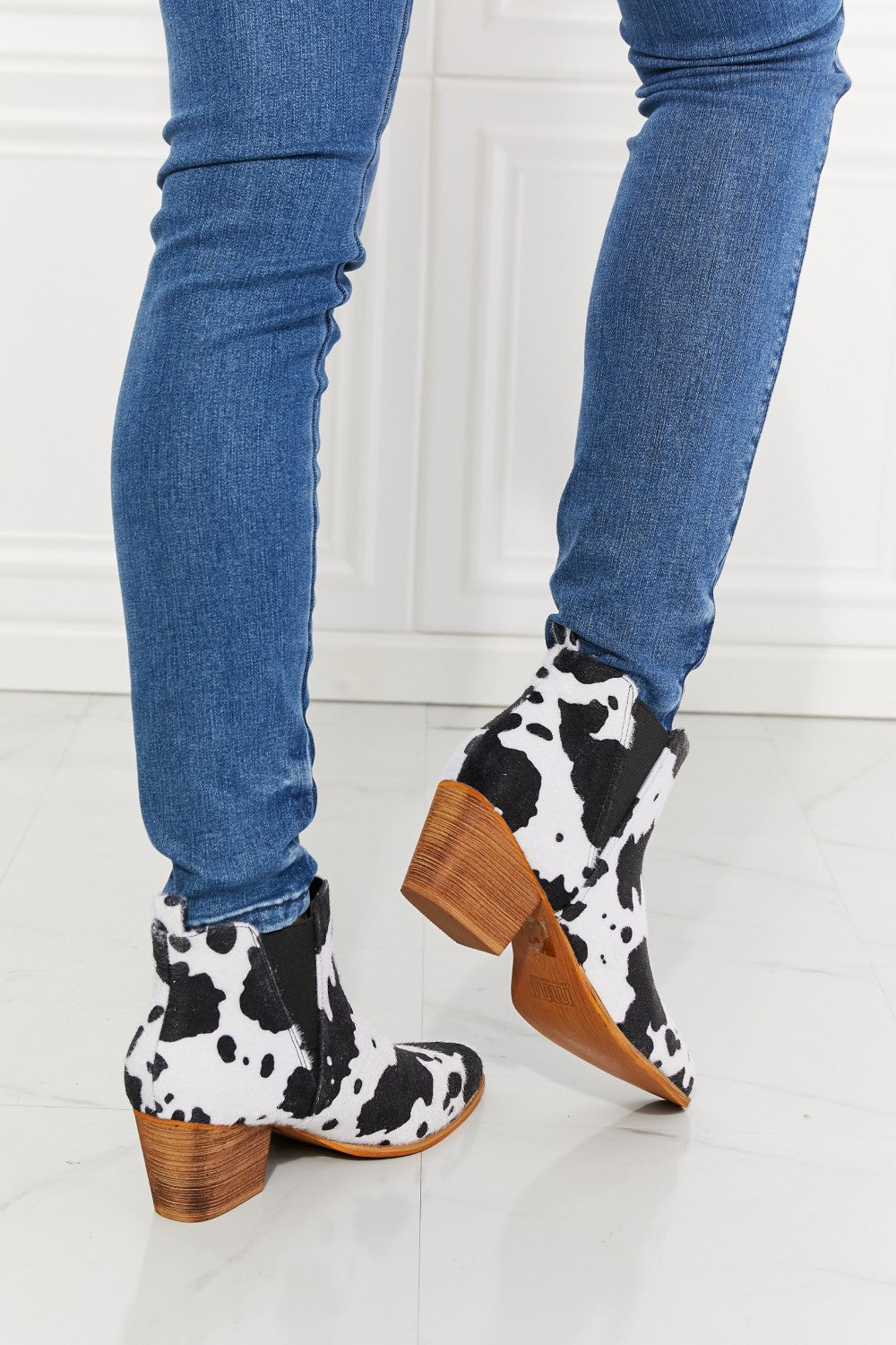 MMShoes Back At It Point Toe Bootie in Cow Print