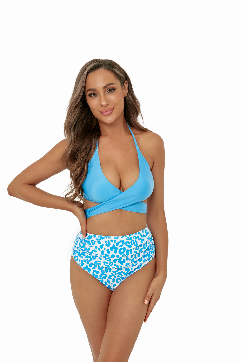 Two-Tone Crisscross Bikini Set