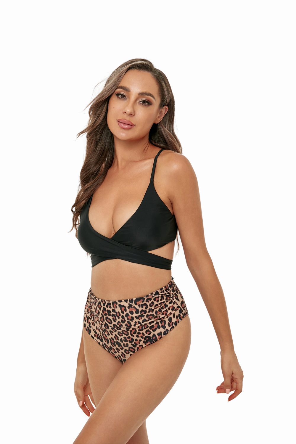 Two-Tone Crisscross Bikini Set