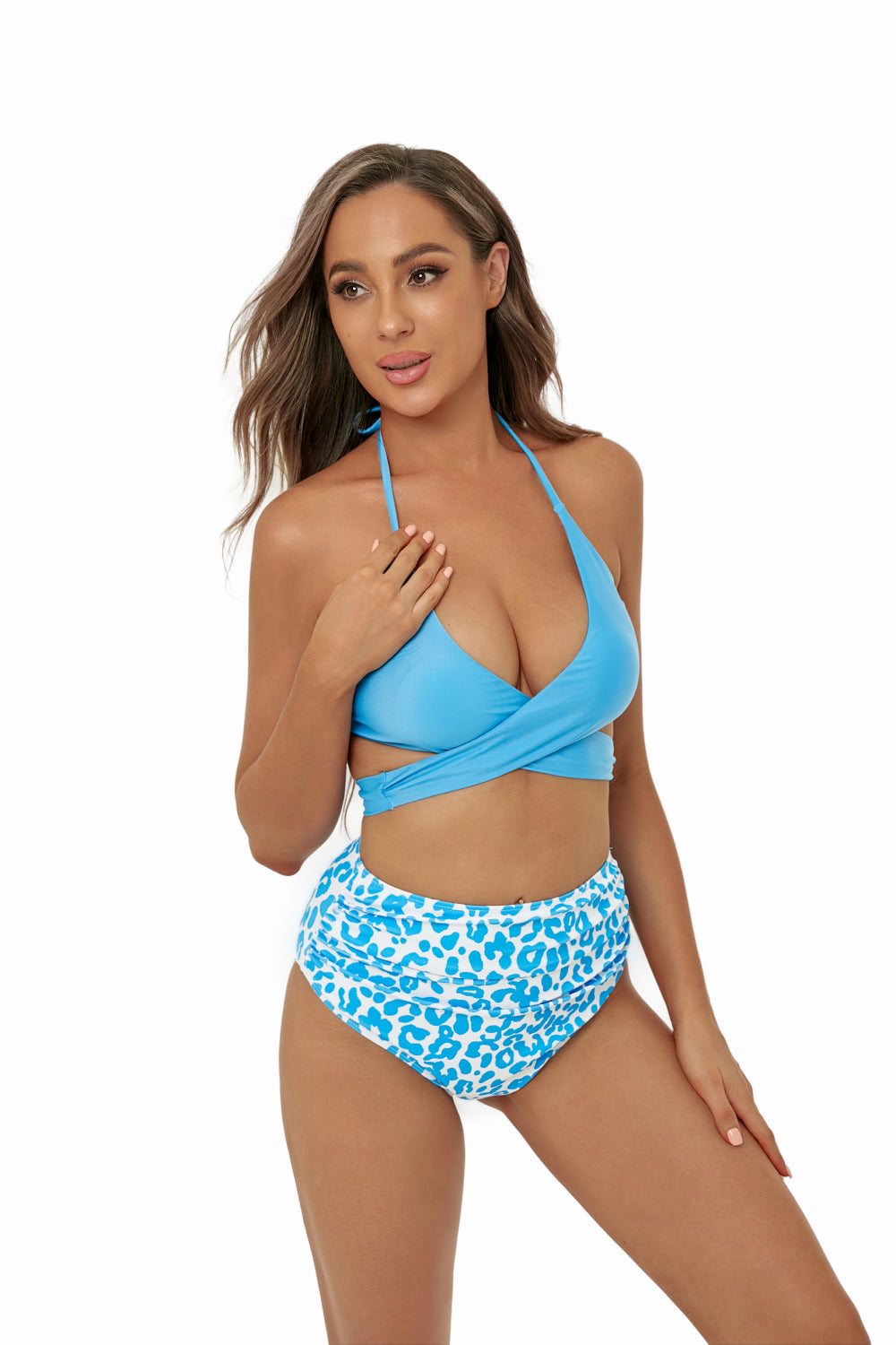 Two-Tone Crisscross Bikini Set