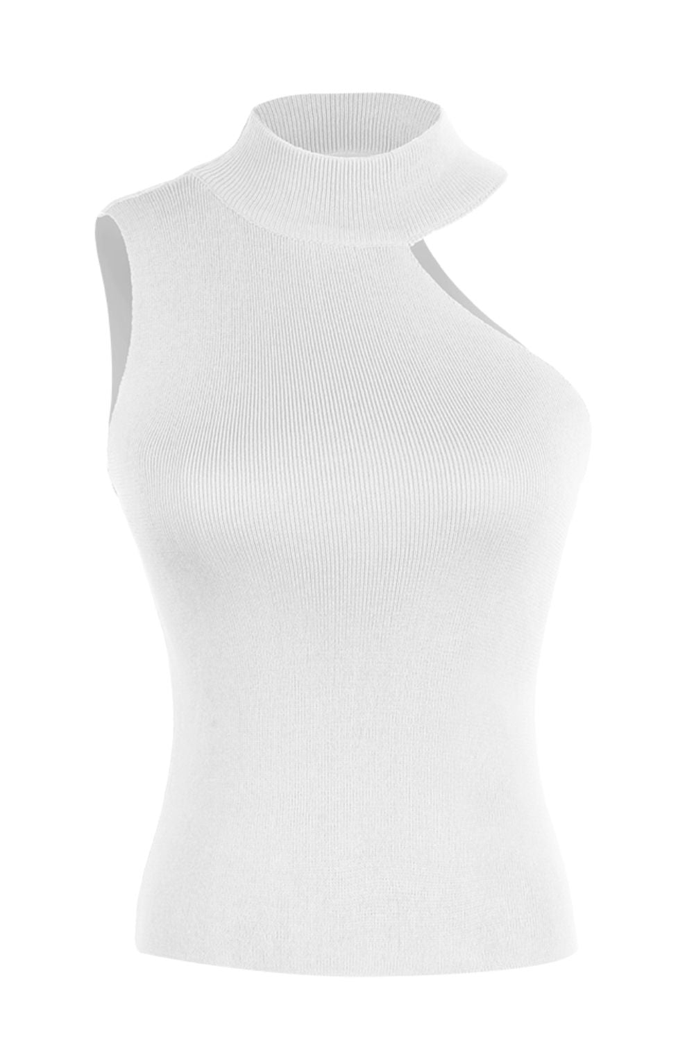 Asymmetrical Sleeveless Rib-Knit Top