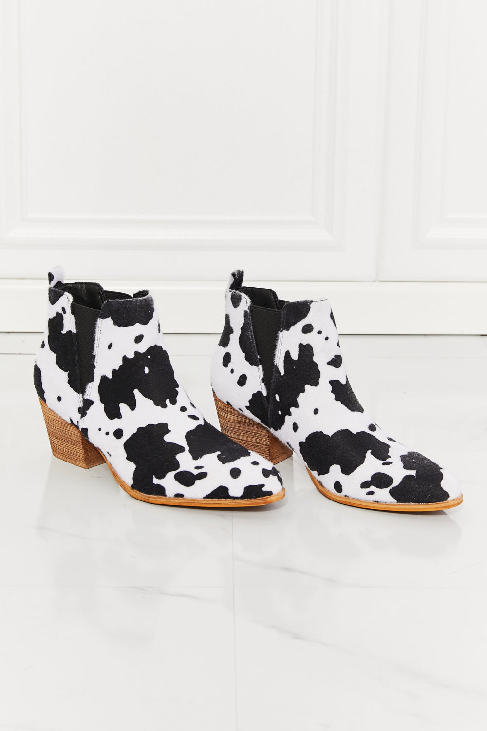 MMShoes Back At It Point Toe Bootie in Cow Print