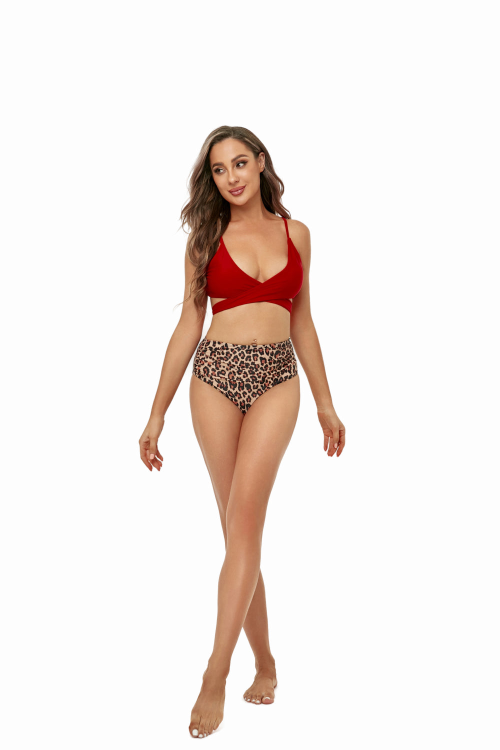 Two-Tone Crisscross Bikini Set