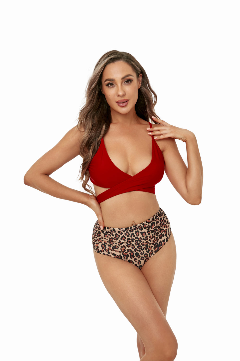 Two-Tone Crisscross Bikini Set