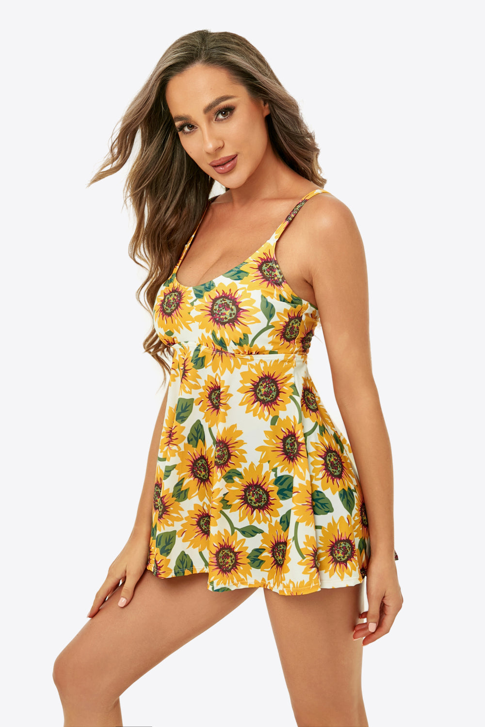 Full Size Floral Babydoll Tankini Set