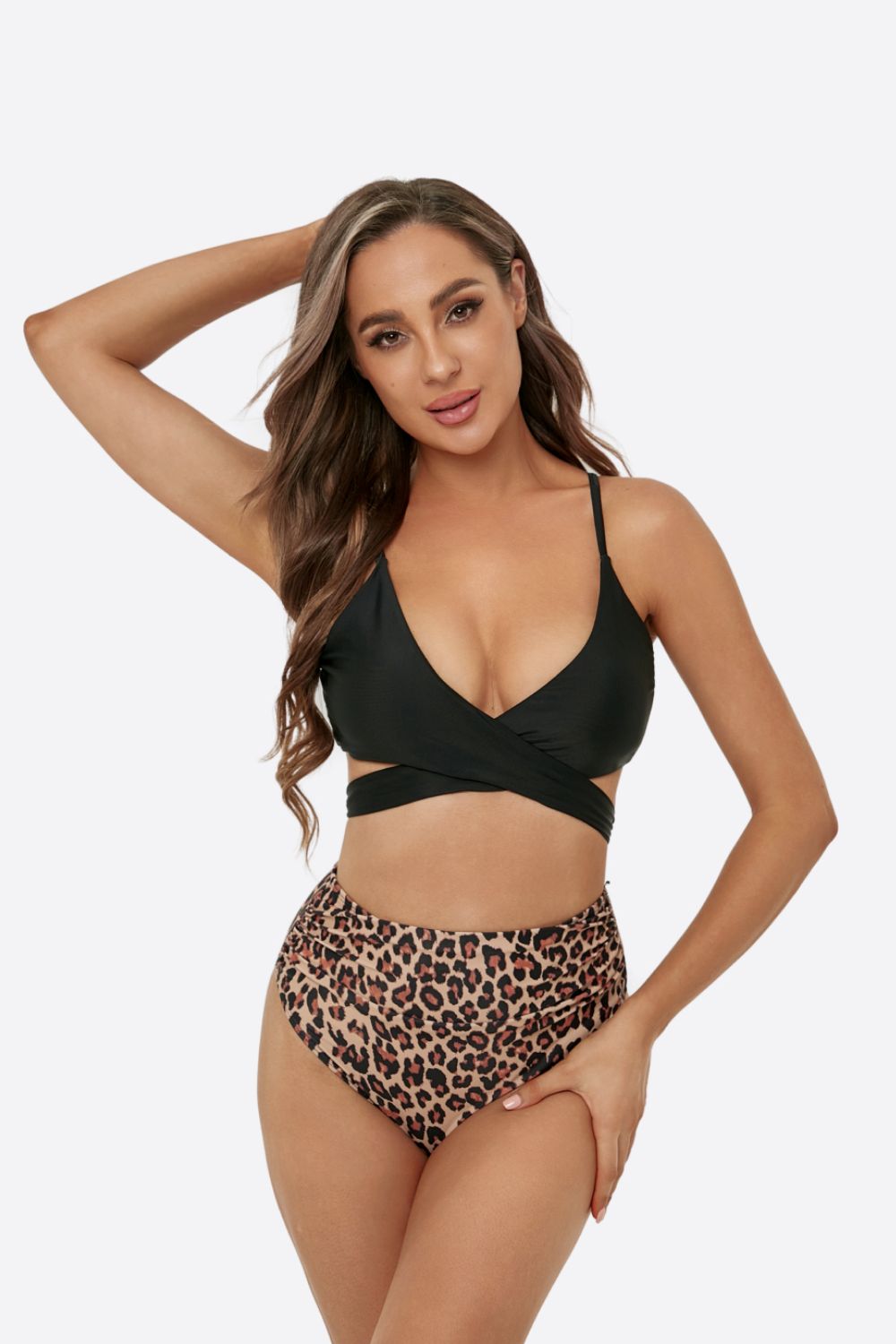 Two-Tone Crisscross Bikini Set