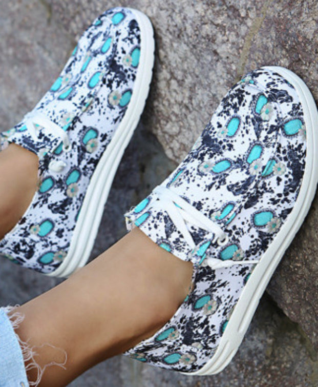 Slip on Turquoise and Flower shoes