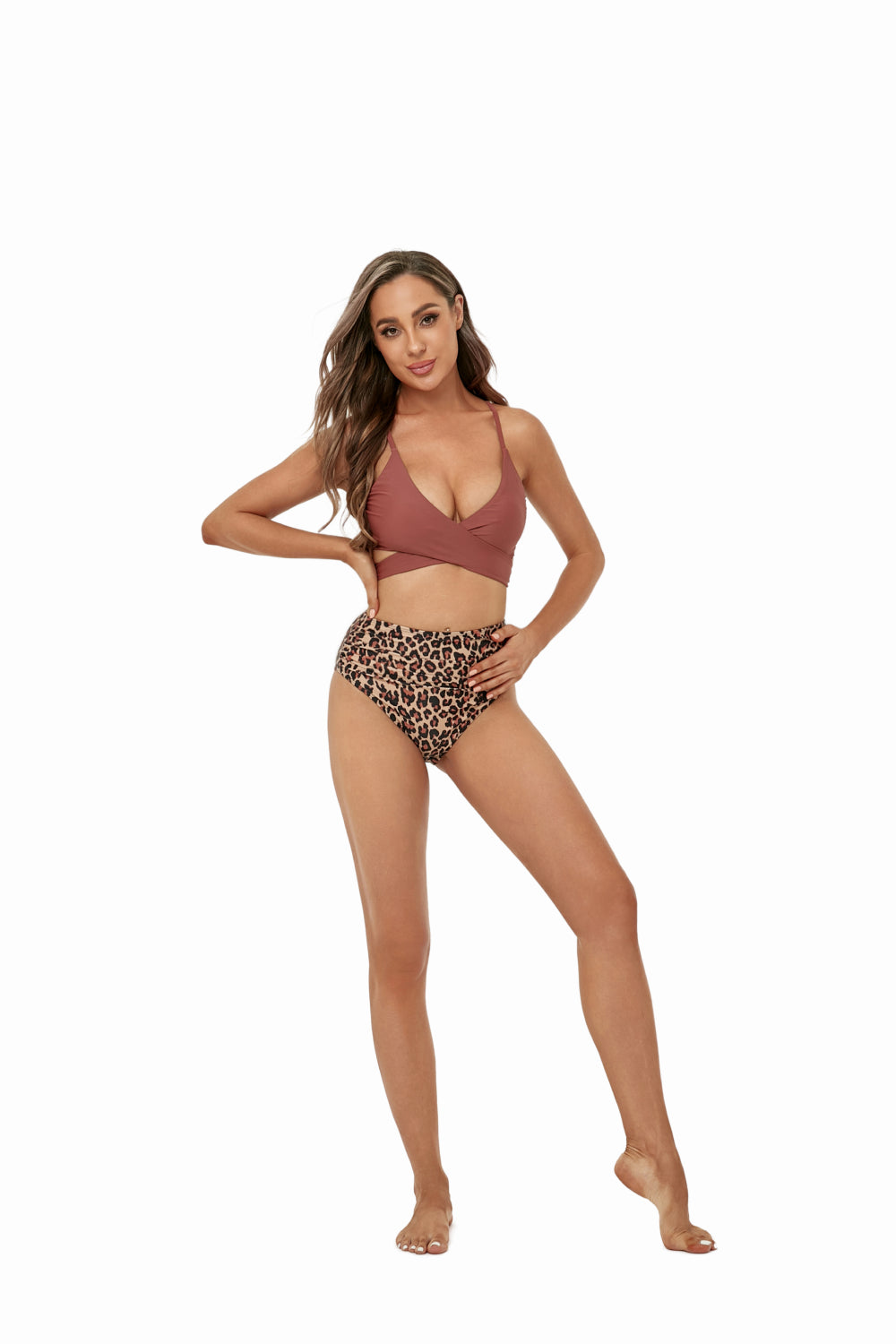 Two-Tone Crisscross Bikini Set
