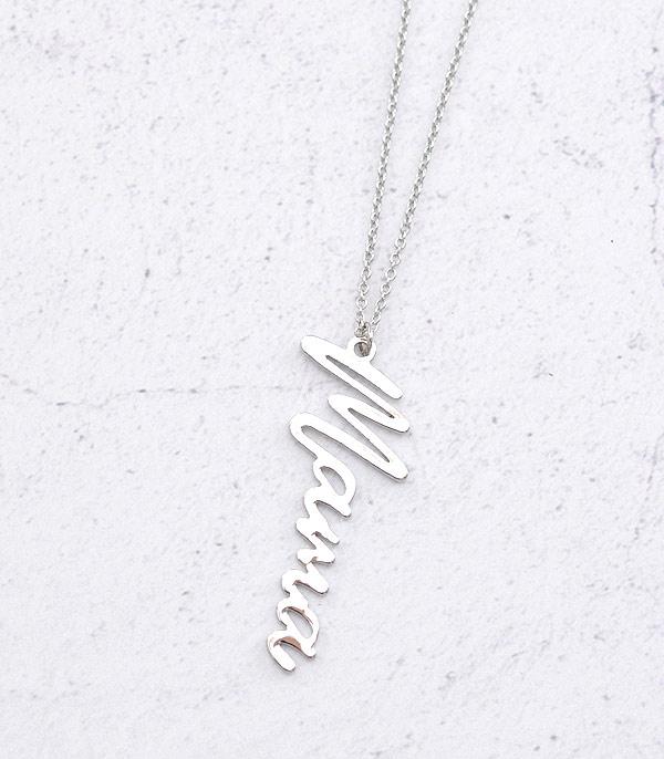 Long Silver Mama Necklace