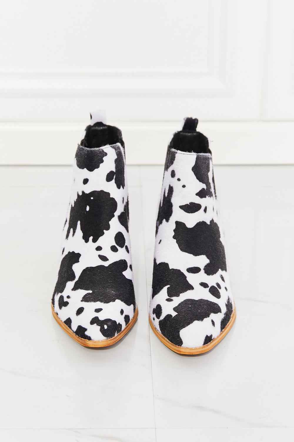 MMShoes Back At It Point Toe Bootie in Cow Print