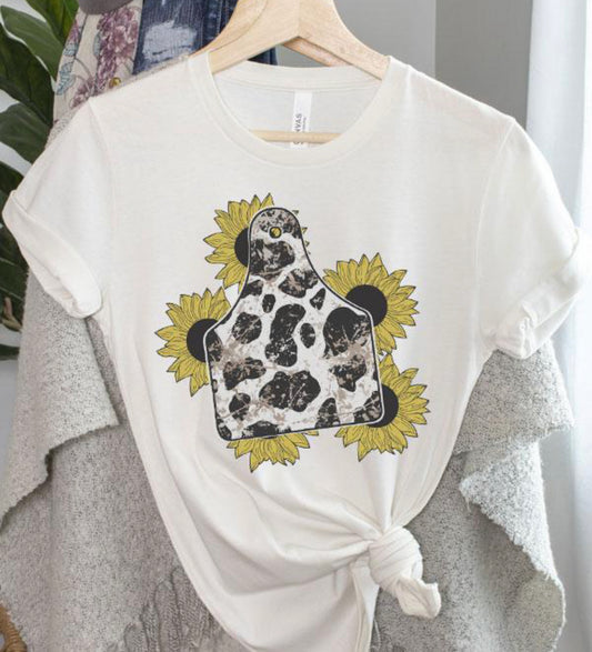 Sunflower Cow Tag Tee