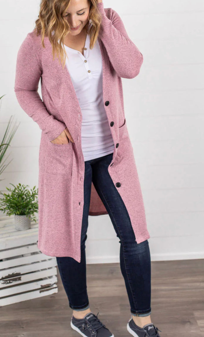 Heathered Pink Cardigan