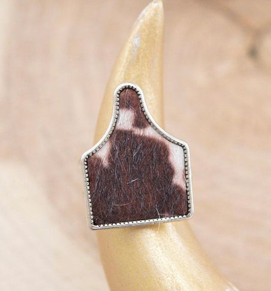 Dark Tipi Cow Tag Ring