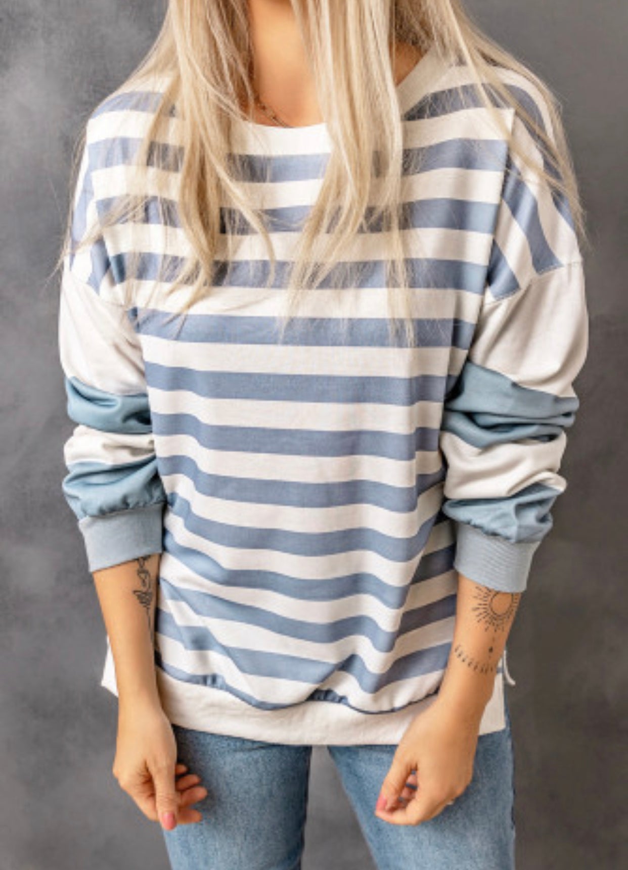 Relaxed Fit Striped Sweatshirt