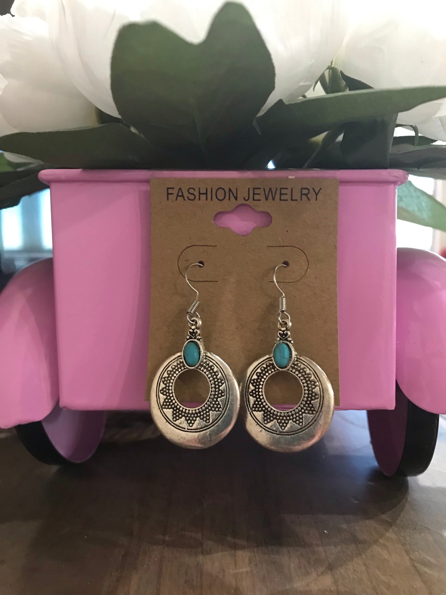 Silver and Turquoise Stone Earrings