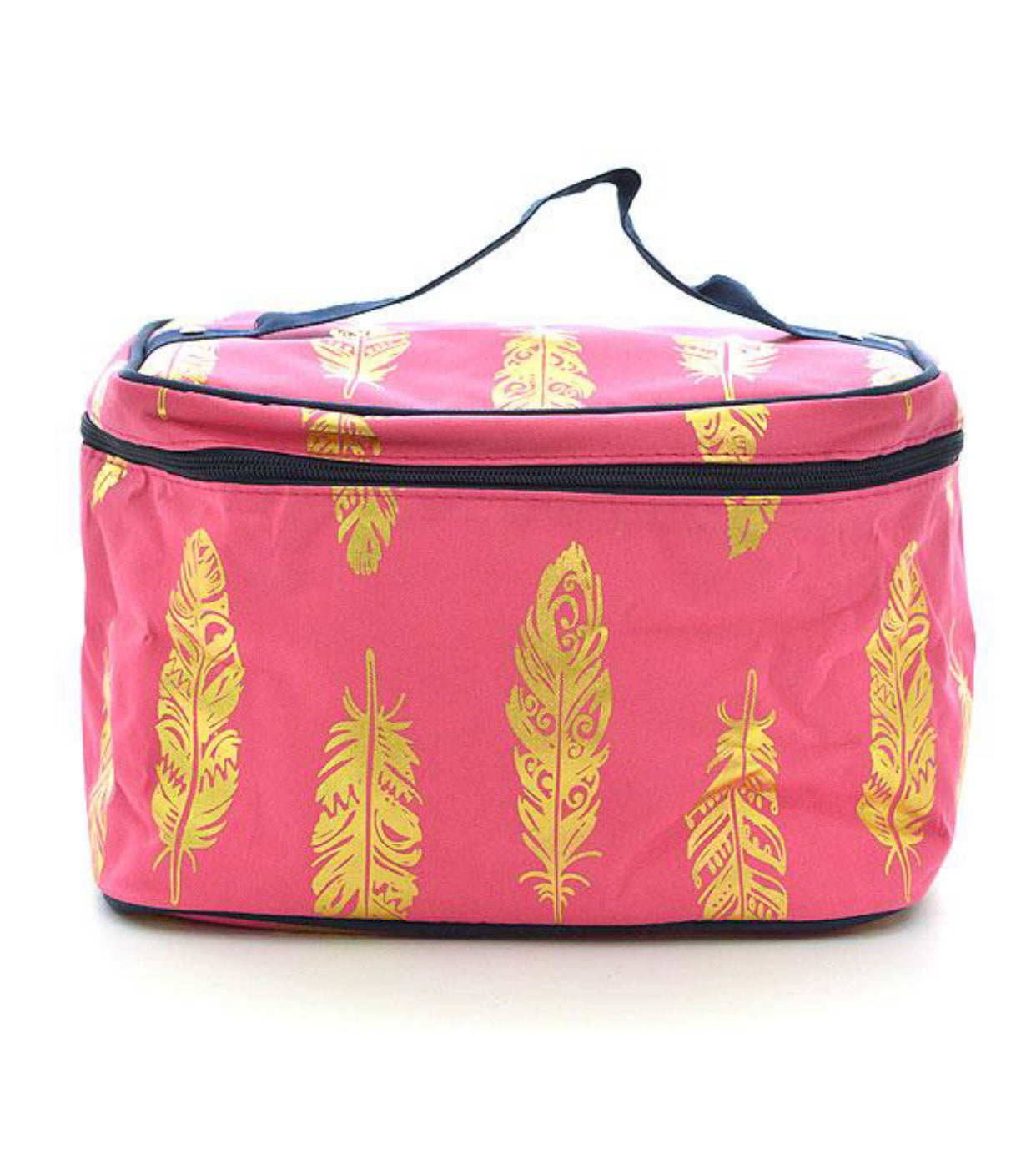 Pink and Teal Gold Foil Cosmetic Bag