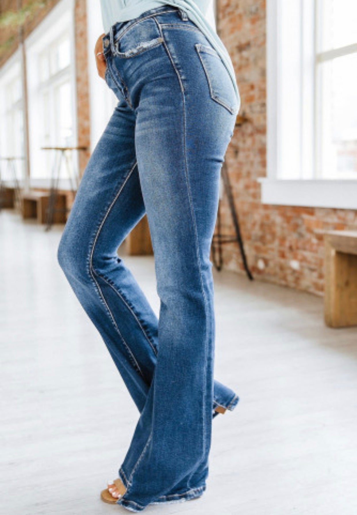 Medium Wash High Rise Flare Jeans