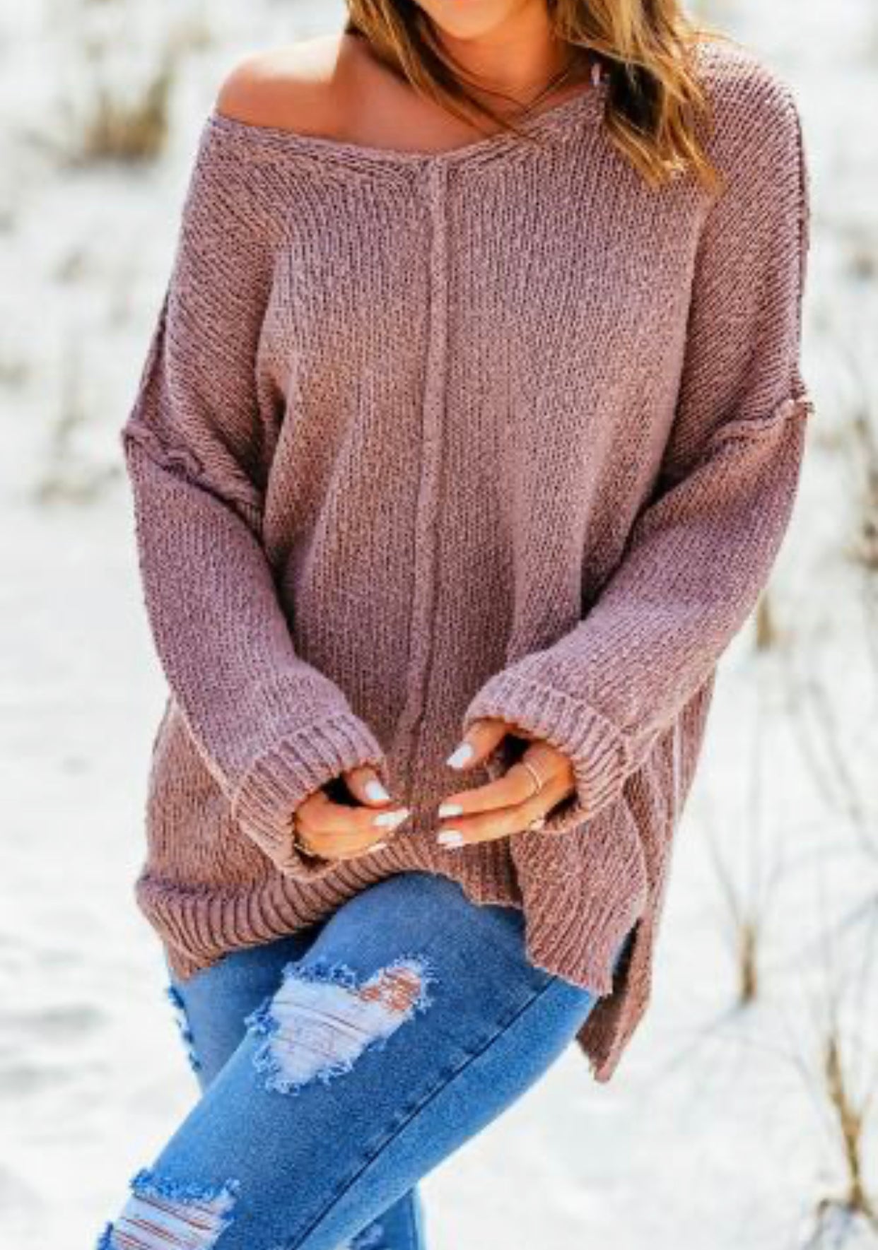 Pink Relaxed Pullover Sweater