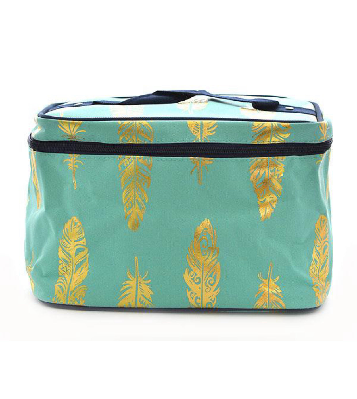 Pink and Teal Gold Foil Cosmetic Bag
