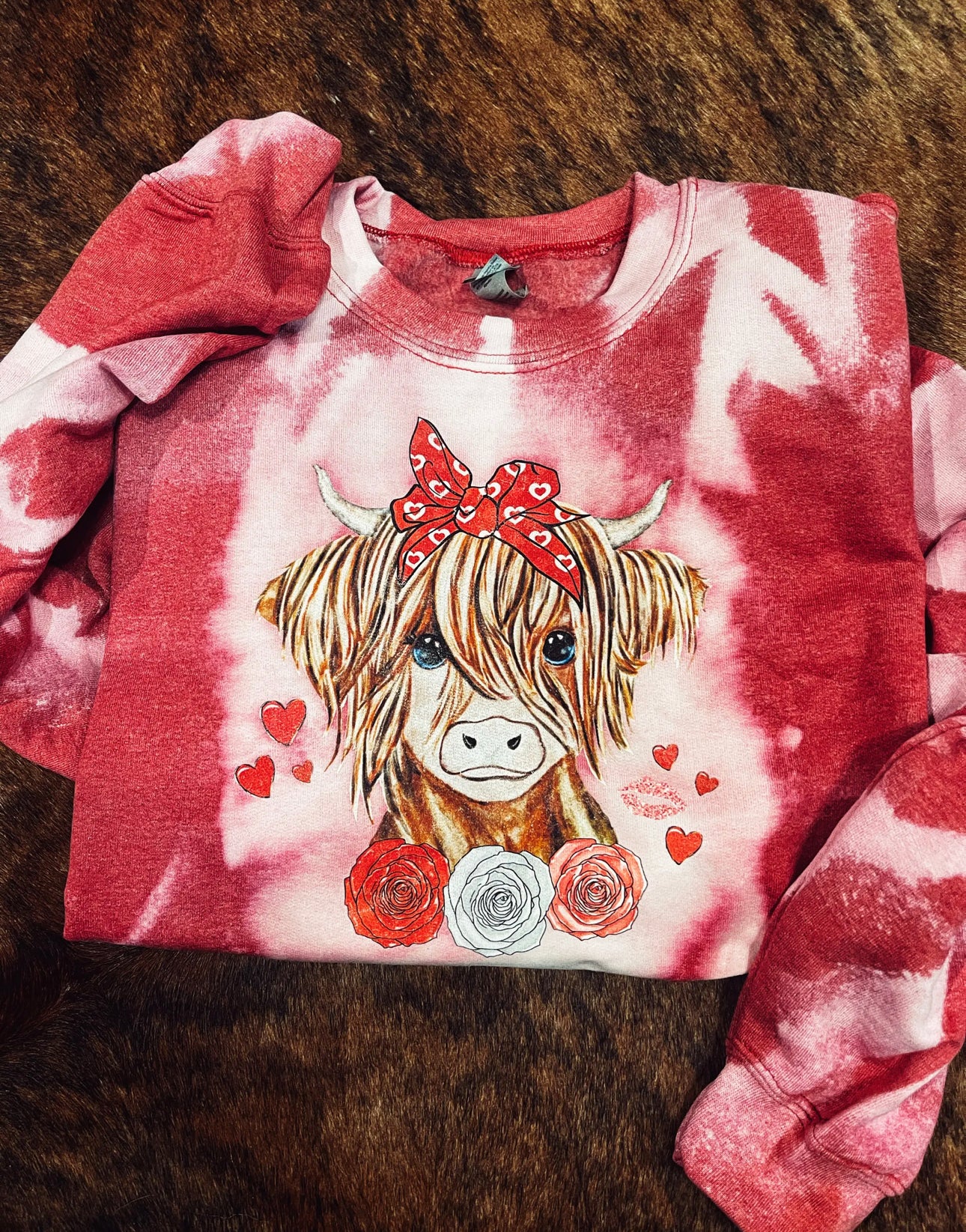 Rose Highland Cow Sweatshirt