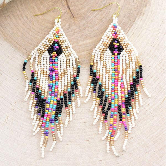 Multi Colored Beaded Boho Earrings