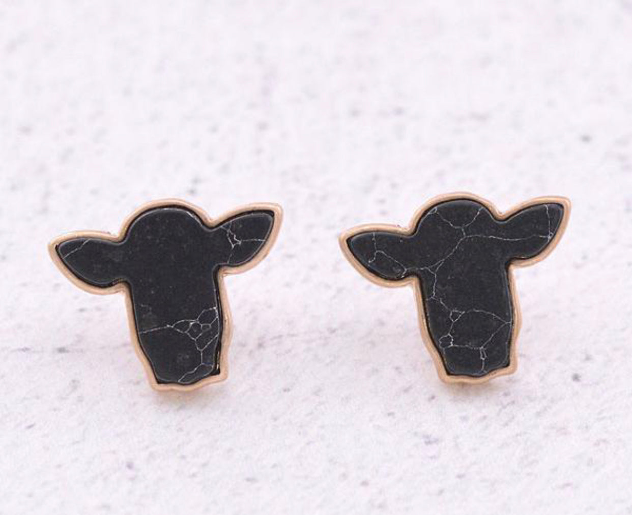 Western Cow Stone Post Earrings