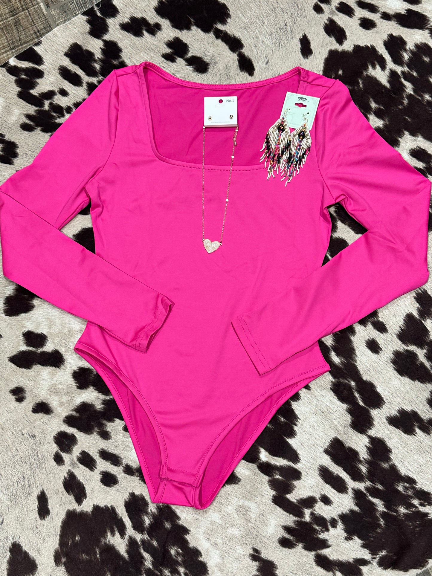 Pink Or Black Square Neck Body Suit