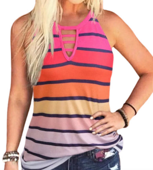 Multicolored Striped Camisole Tank