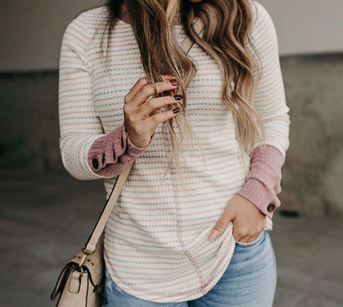 Waffle Knitted Striped Shirt