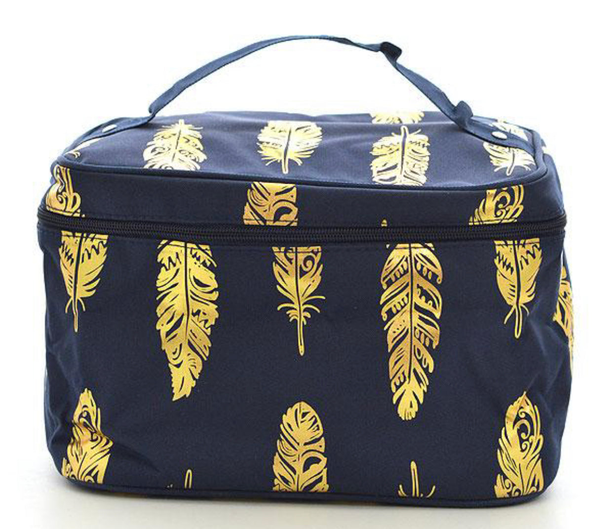 Pink and Teal Gold Foil Cosmetic Bag