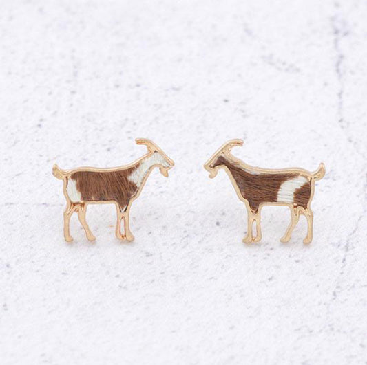 Goat Cowhide Leather  Stud Earrings