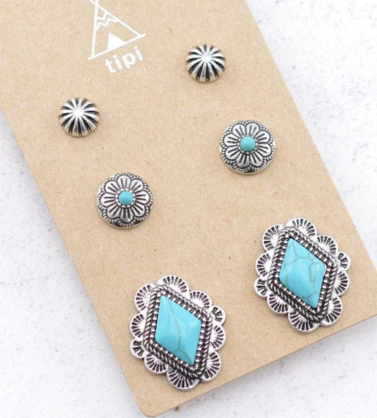 Turquoise 3 PC Earring Set