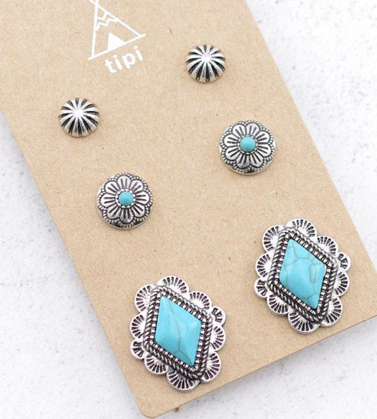 Turquoise 3 PC Earring Set