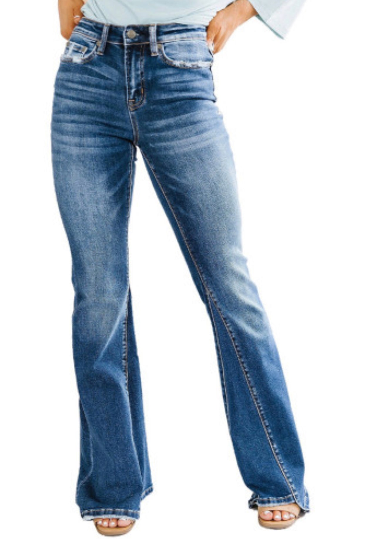 Medium Wash High Rise Flare Jeans