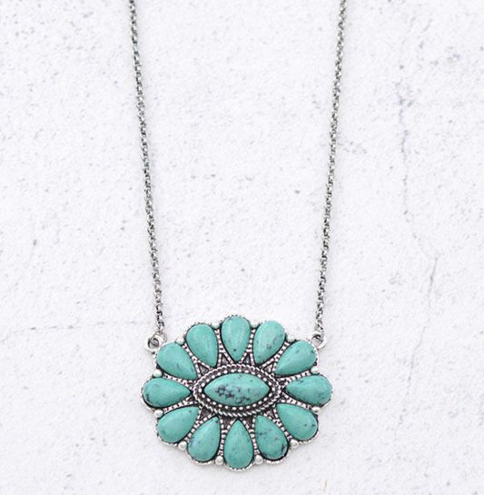 Stone Concho Pendant Necklace