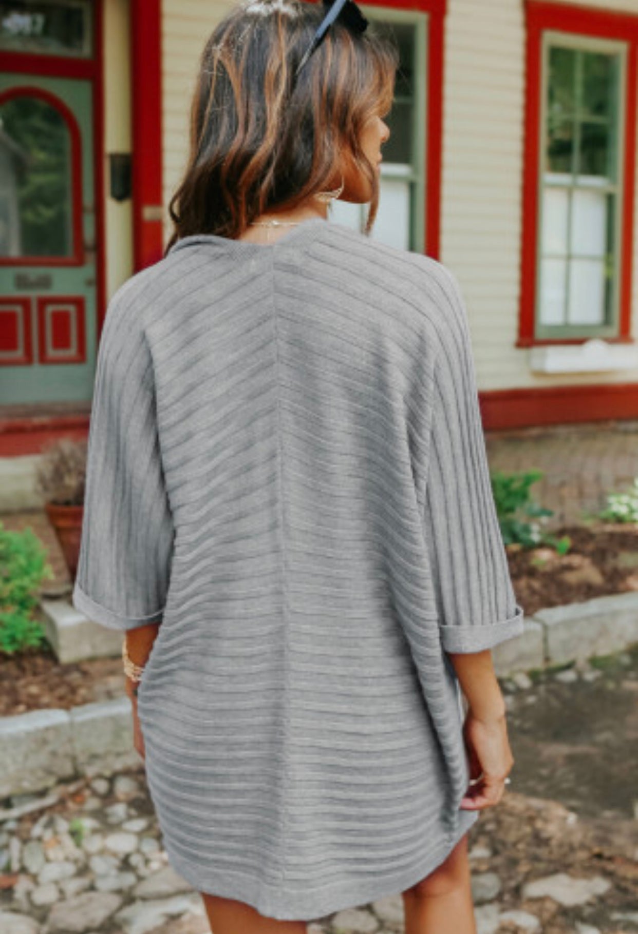 Gray Ribbed Cardigan