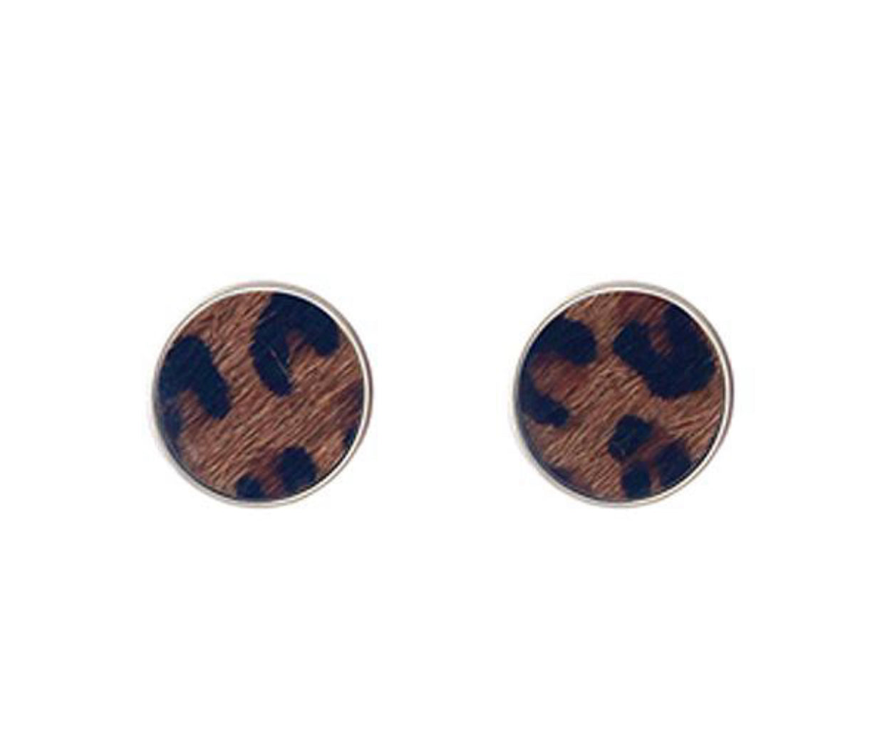 Dark Leopard Print Stud Earrings