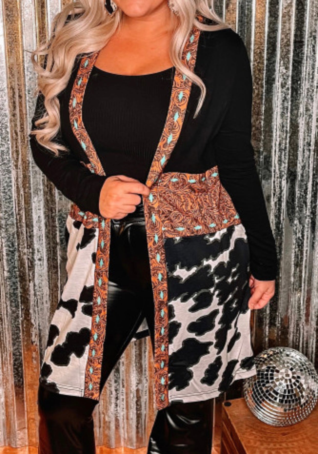 Western Cow Print Cardigan