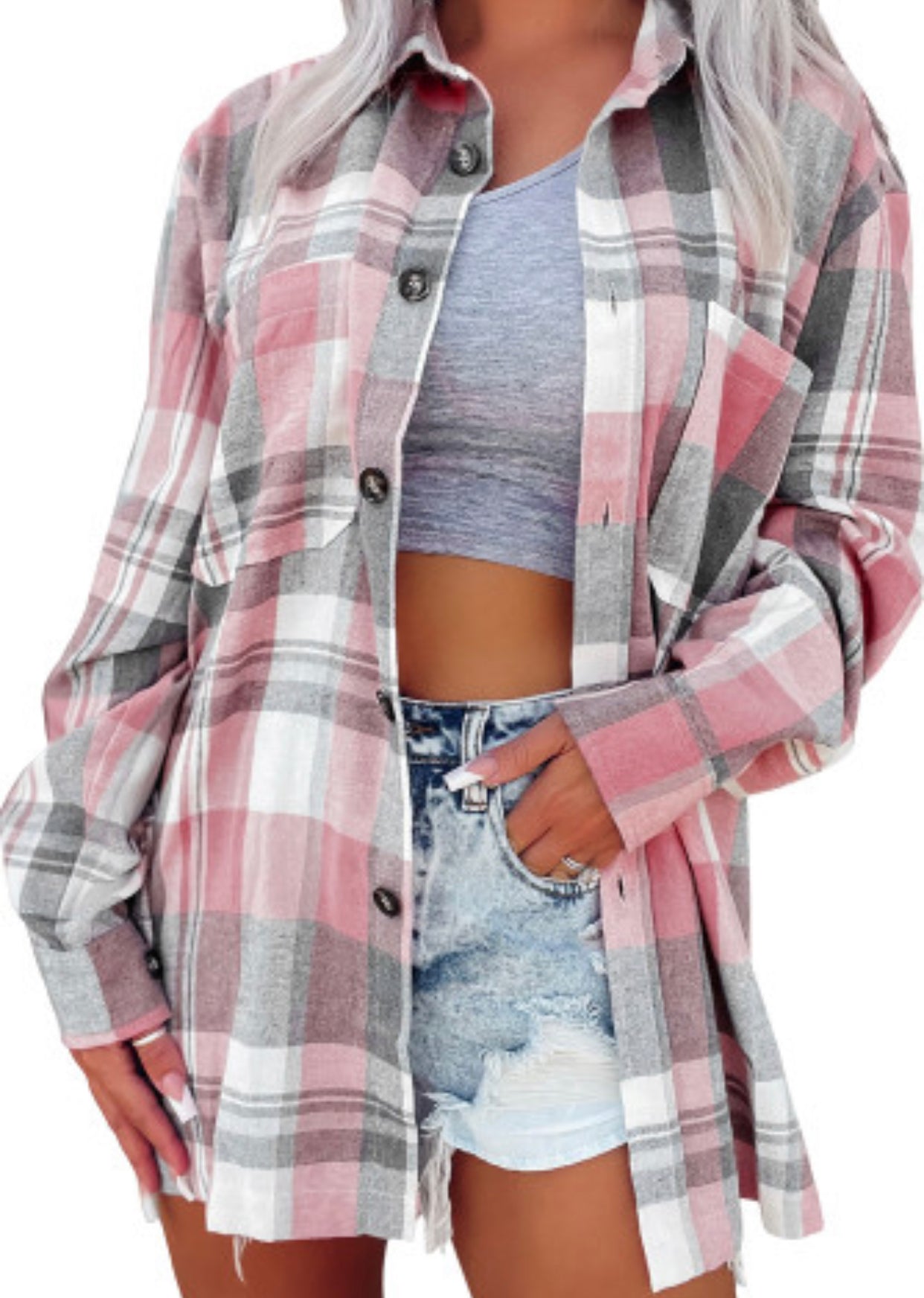 Light Weight Plaid pink Shirt