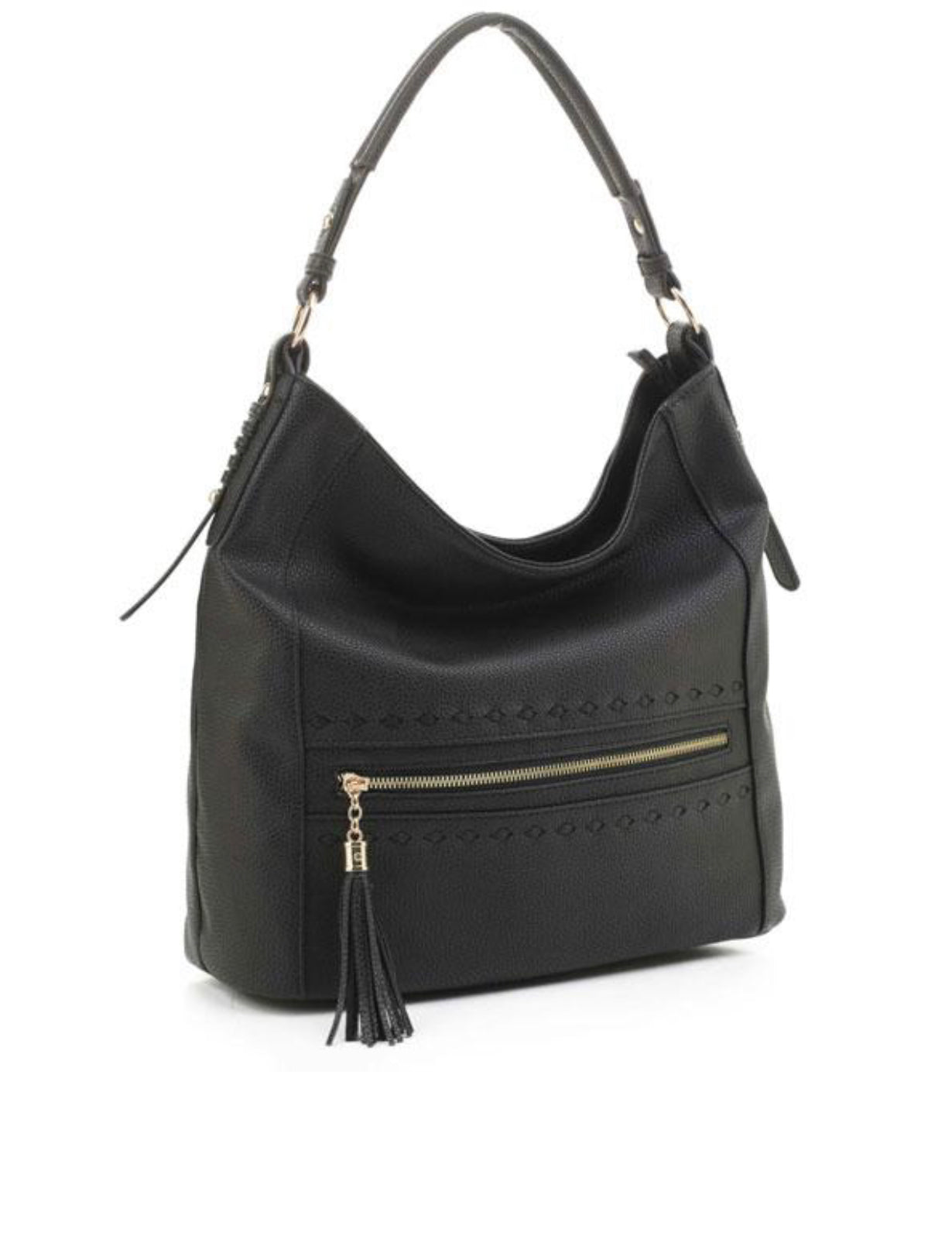 Faux Leather Black Hobo Purse