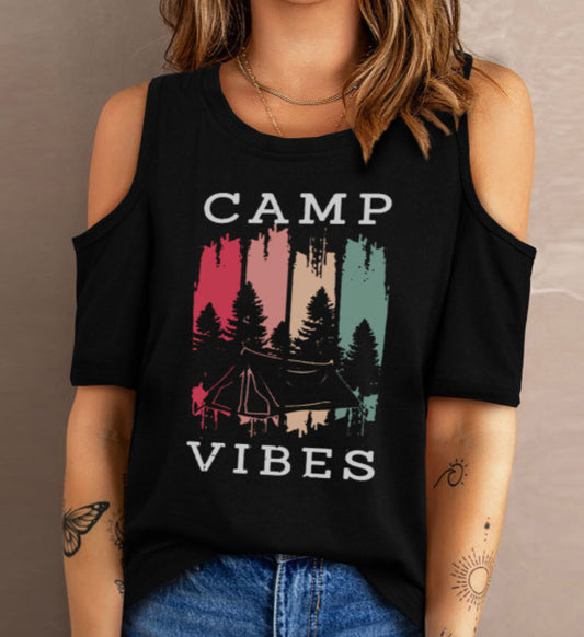 Camp Vibes Cold Shoulder Shirt