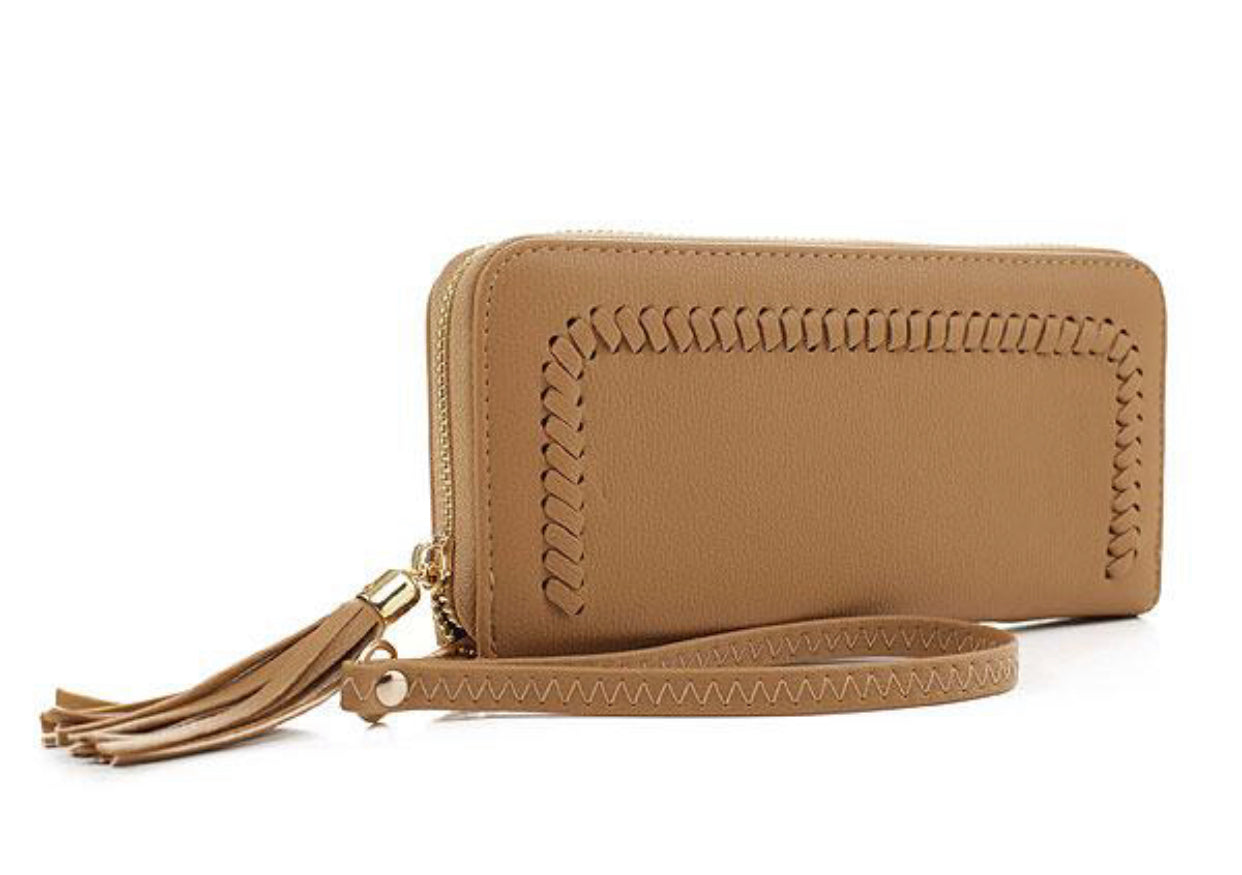 Stitch Trim Wallet With Tassel