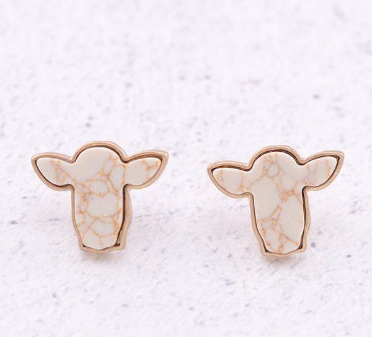 Western Cow Stone Post Earrings