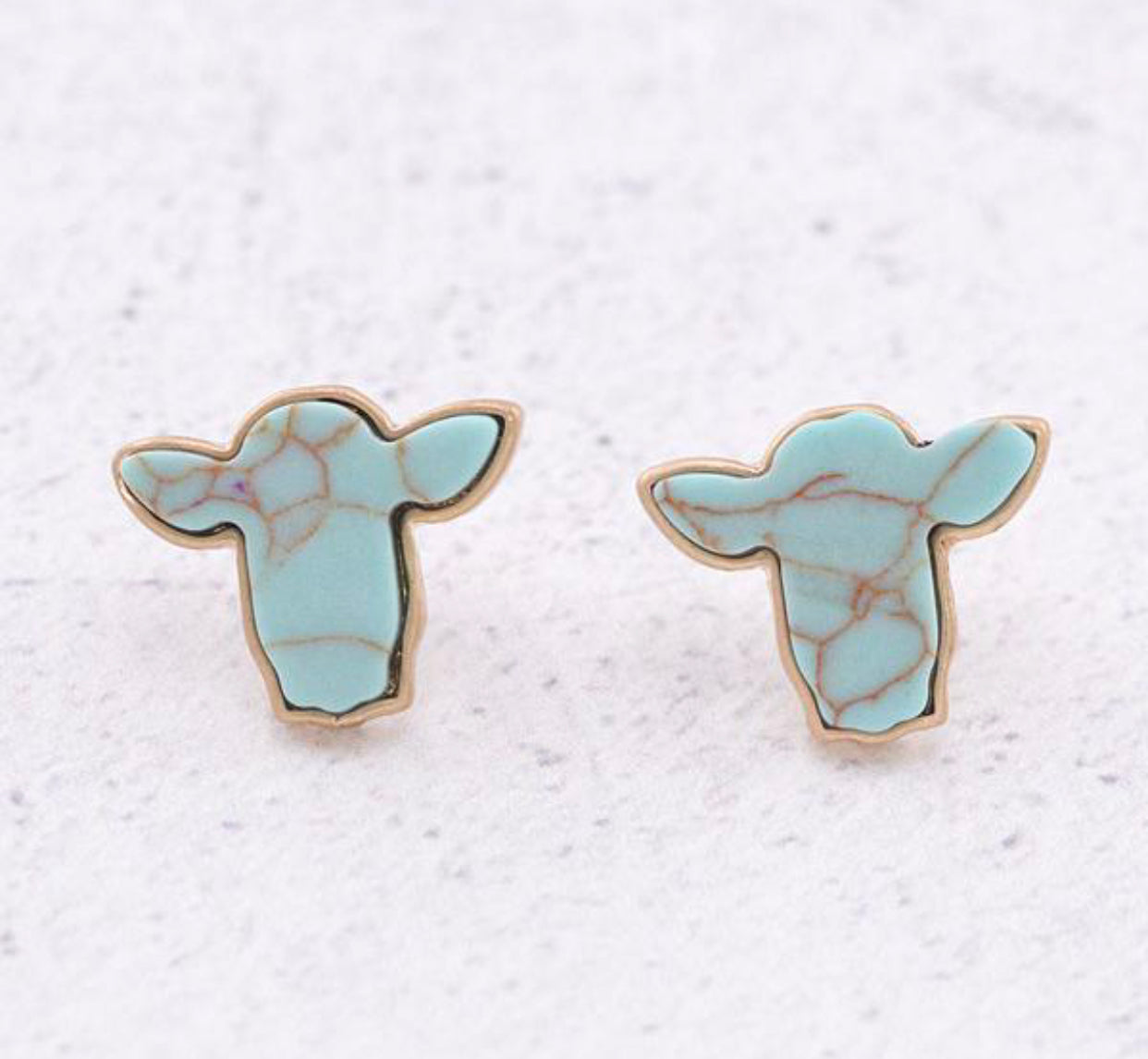 Western Cow Stone Post Earrings